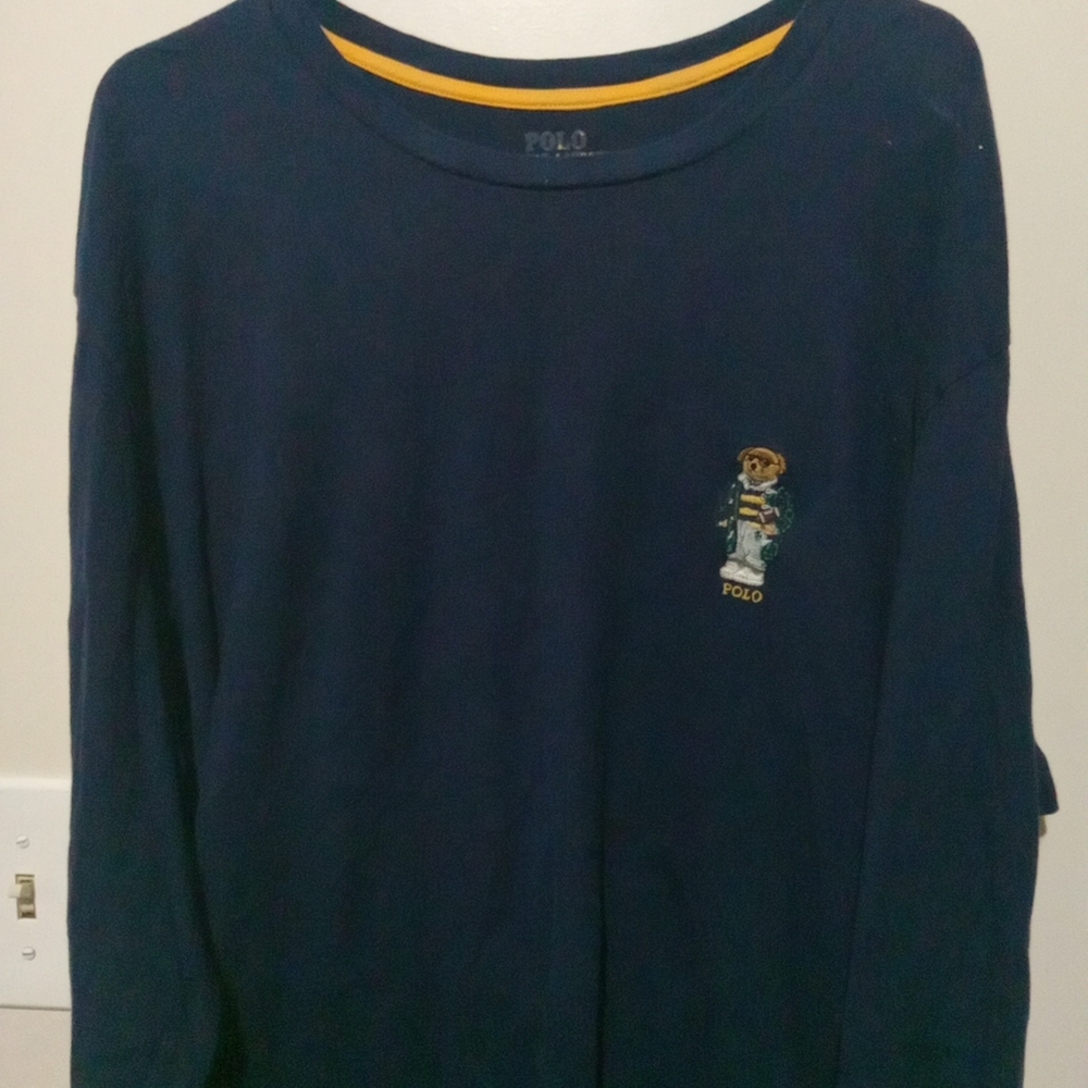 Polo Ralph Laren  Navy Long Sleeve Shirt with Bear Logo